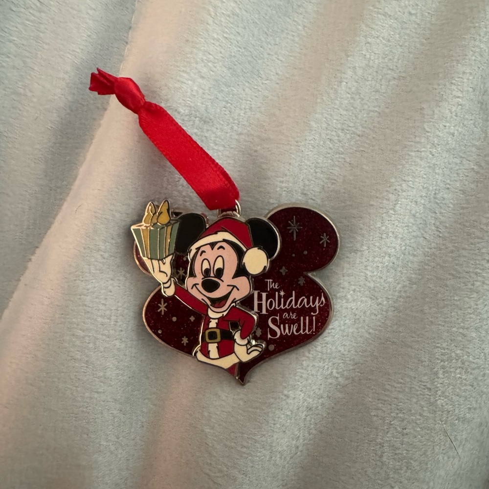 Disney Mickey Mouse Holiday Ornament Shaped Pin - Red